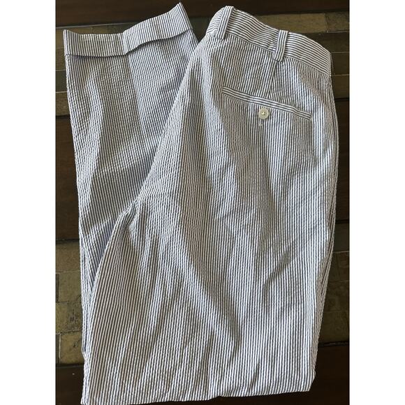 Brooks Brothers Genuine Seersucker Clark Pants Men's 35 X 34 Blue Stripe Summer! - Picture 9 of 9
